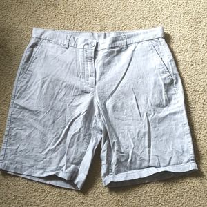 New with Tags Gap Boyfriend Roll Up Linen Blend Gray Khaki Longer Shorts Size 10